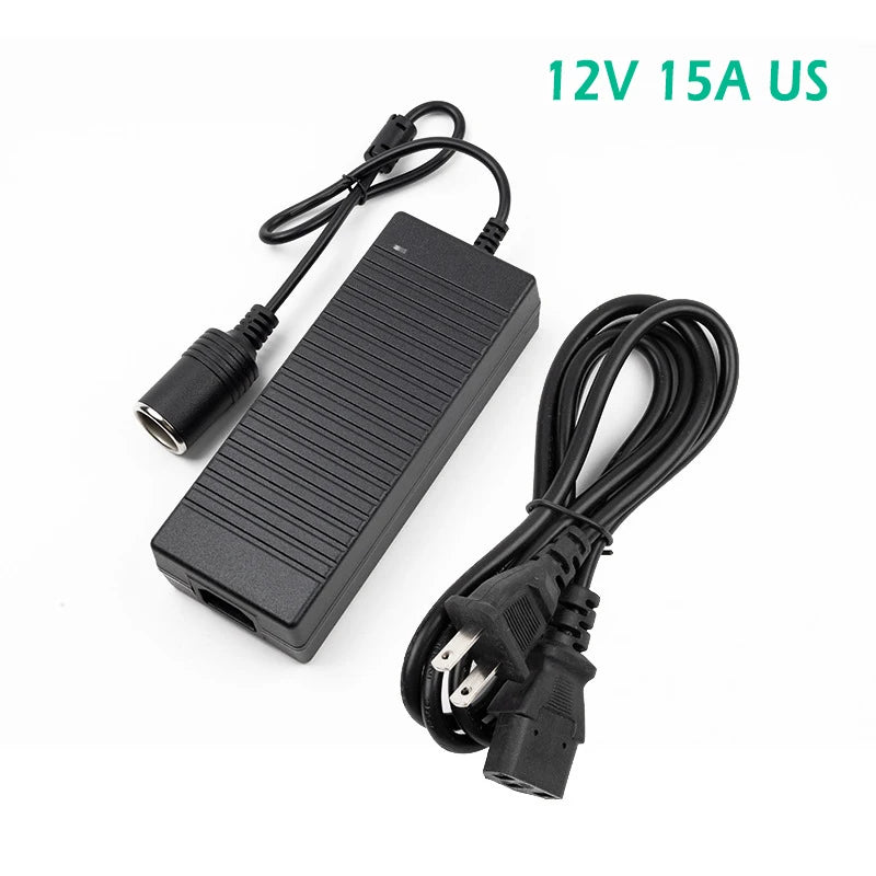 12V 15A Car Power Adapter AC To DC Converter 220V To 12V 15A Power Supply Adapter Cigarette Lighter Socket Household Transformer Oasis Select 12V 15A US