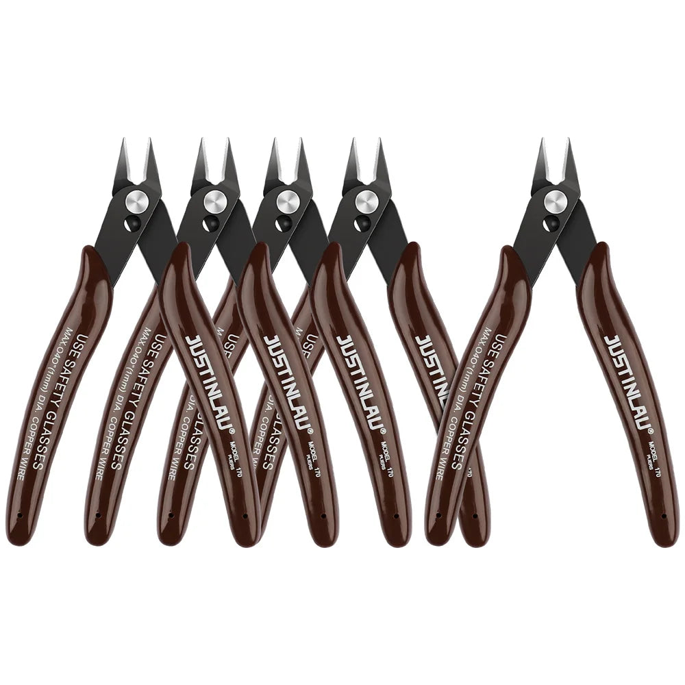 5Pcs 170 Wire Cutter DIY Trimmer Diagonal Side Cutting Cable Nippers Red Blue Pliers Hand Mini Snips Flush Nipper Trimmer Oasis Select Coffee