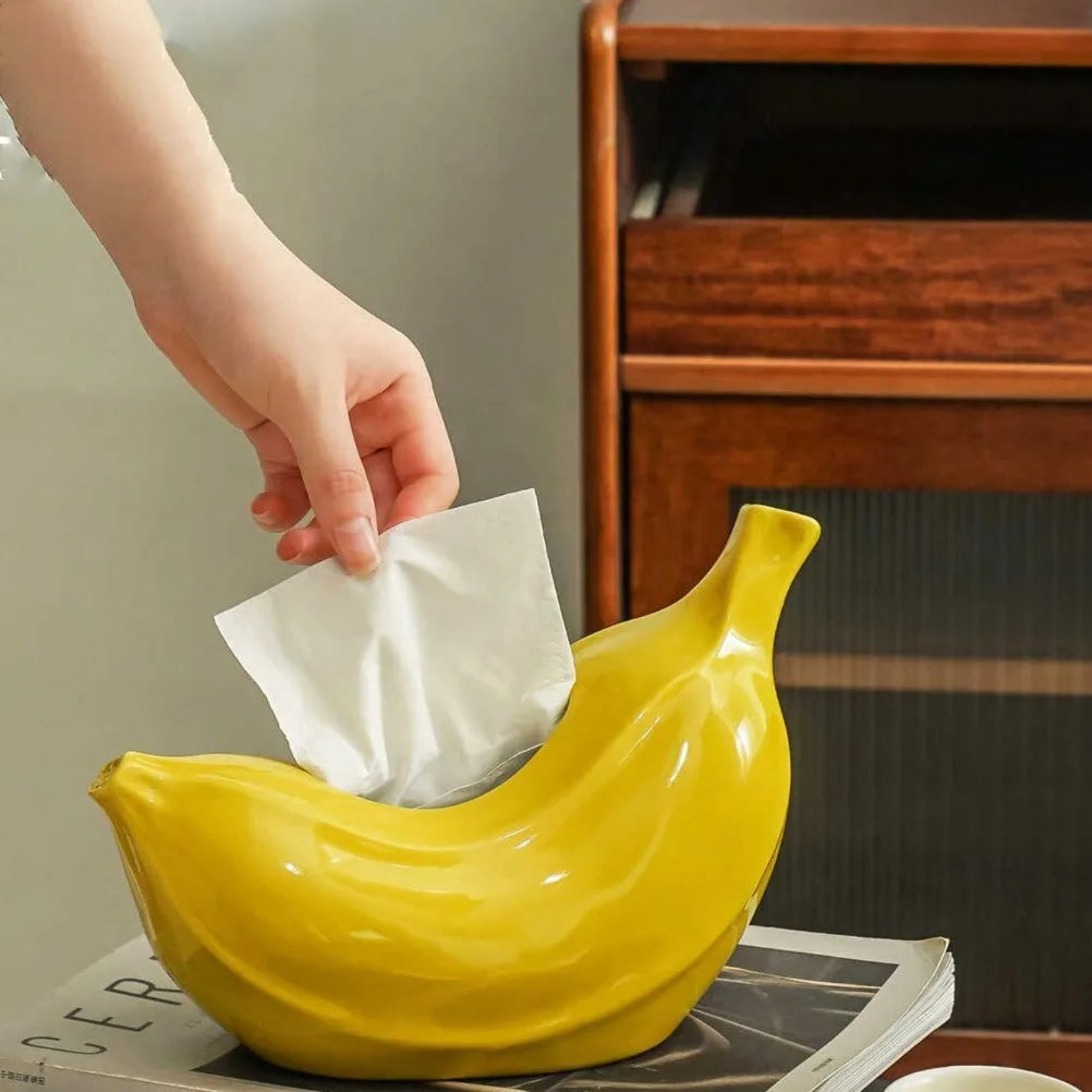 Creative Banana Tissue Box Ceramic Tissue Case Living Room Coffee Table Napkin Holder Dining Table Decoration Bedroom Ornament Oasis Select