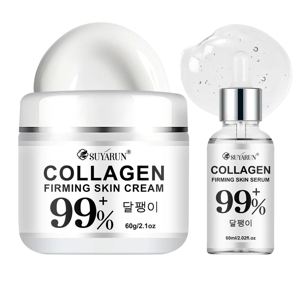 SUYARUN Anti-Aging Collagen Cream & Serum Set - Moisturizing, Wrinkle Reduction, Firming, Brightening - Free Shipping. Oasis Select 60g-60ml