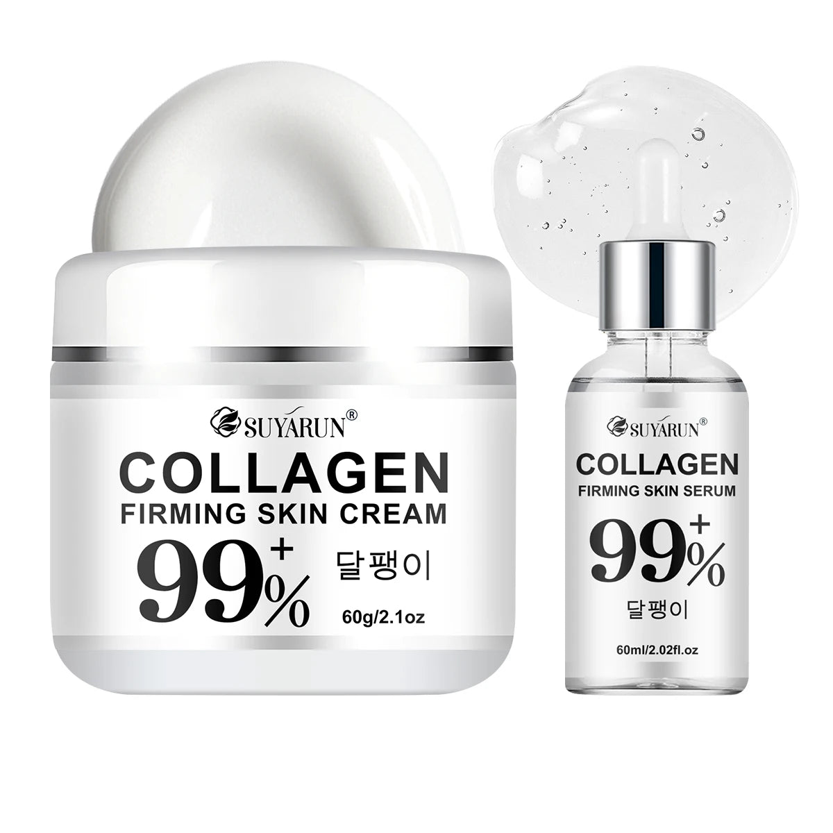 SUYARUN Anti-Aging Collagen Cream & Serum Set - Moisturizing, Wrinkle Reduction, Firming, Brightening - Free Shipping. Oasis Select 60g-60ml