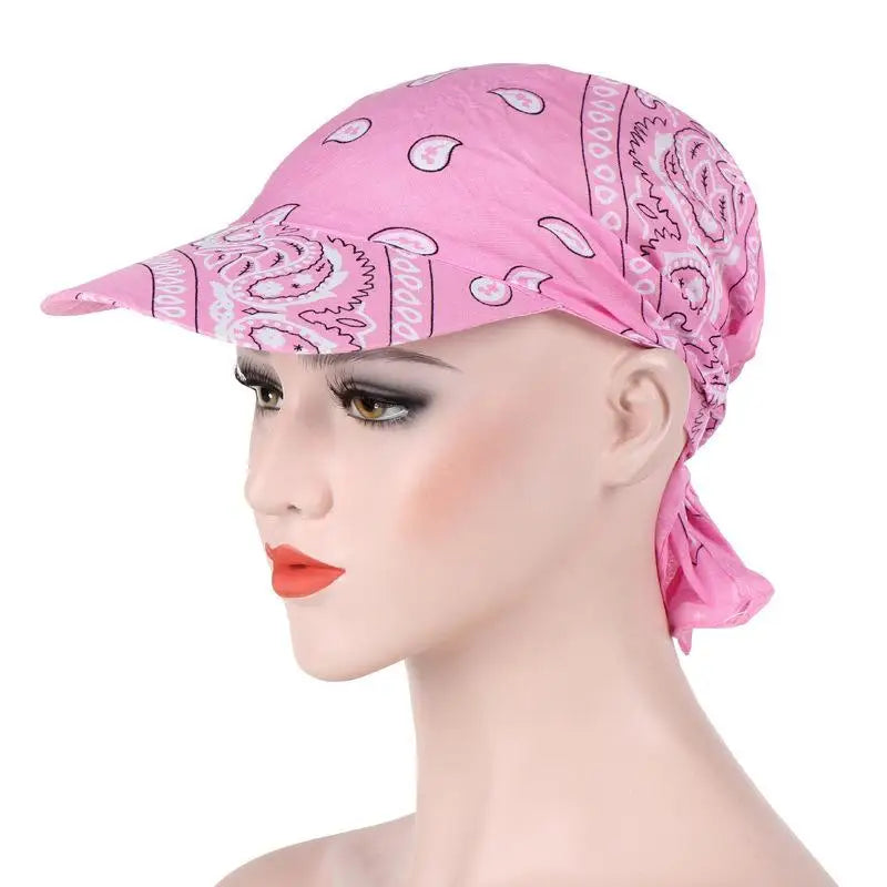 Fashion Wide Brim Baseball Caps Head Scarf Pre-Tied Lightweight Sun Visor Turban Breathable Bandana Scarf Cap Women Outdoor Oasis Select A10