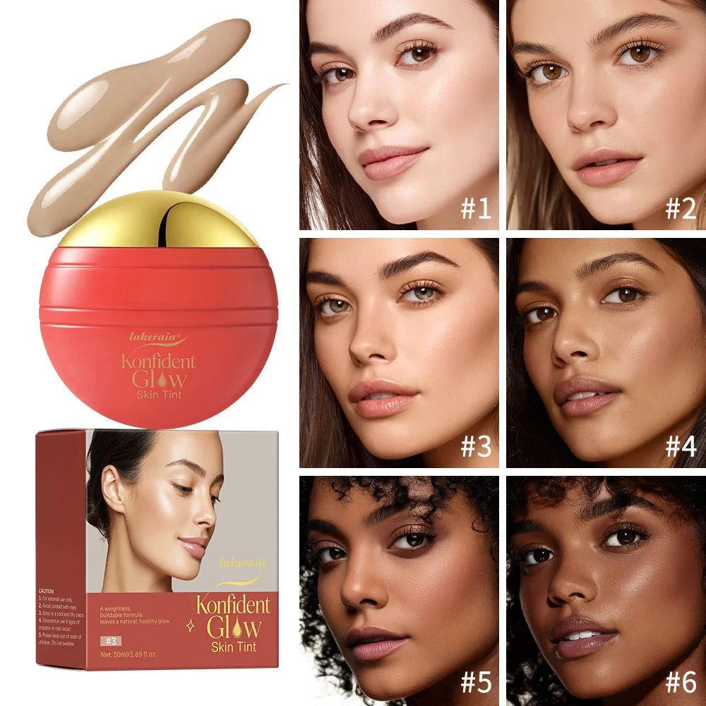 Konfident Glow Skin Tint Waterproof Hydrating Skin Foundation Coverage 30 ml Oil-Free Long - Lasting Glass-Skin Foundation Clean Oasis Select