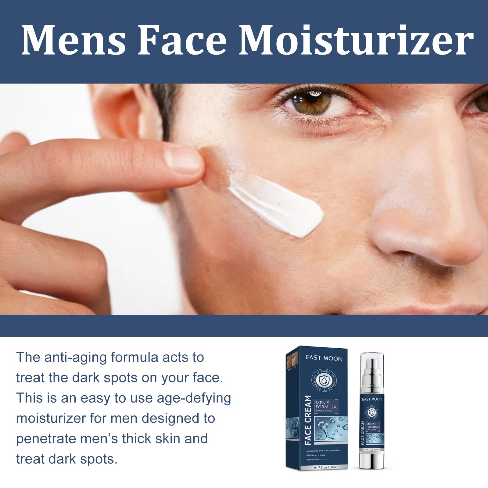 6 IN1 Men's Face Moisturizer Cream Hydrating Skin Lighten Dark Circles Anti-Puffiness Fade Fine Lines Brightening Facial Cream Oasis Select
