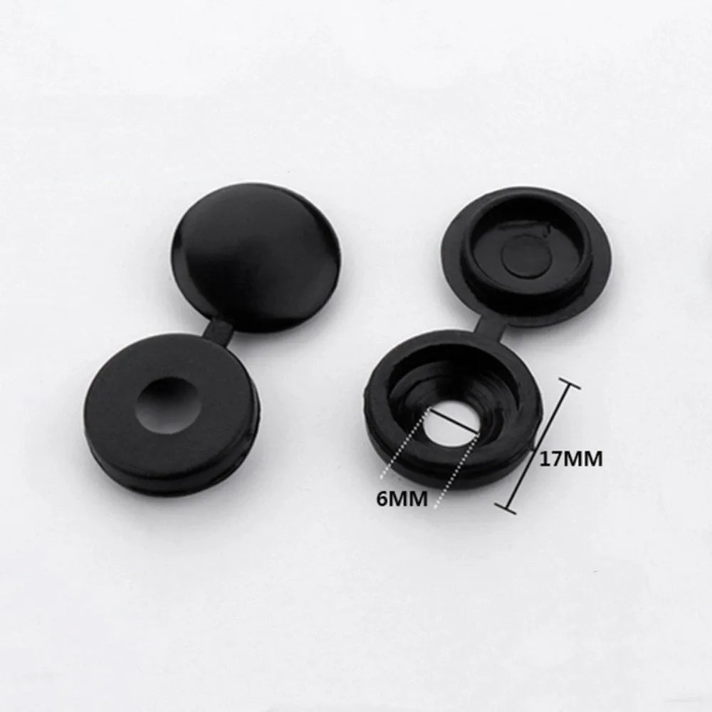 100PCS New Universal Fit Screw Protective Covers Snap Protective DIY Fold Snap Cap Fixing Caps Decorative Hardware Oasis Select Black