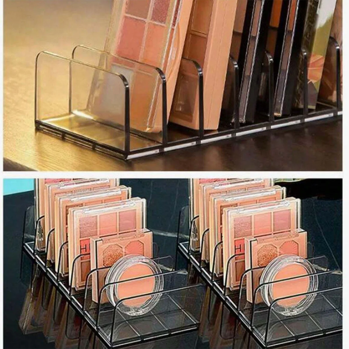 7-Compartment Transparent Makeup Organizer for Eyeshadow Palette and Cosmetics, Vanity Table and Bathroom Countertop Storage Box Oasis Select