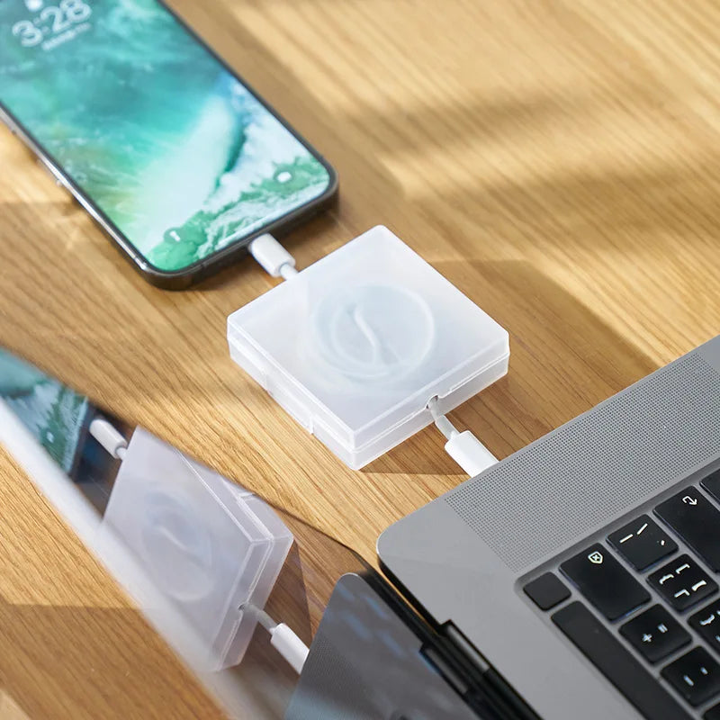Transparent Cable Organizer & USB Cord Winder Storage Case