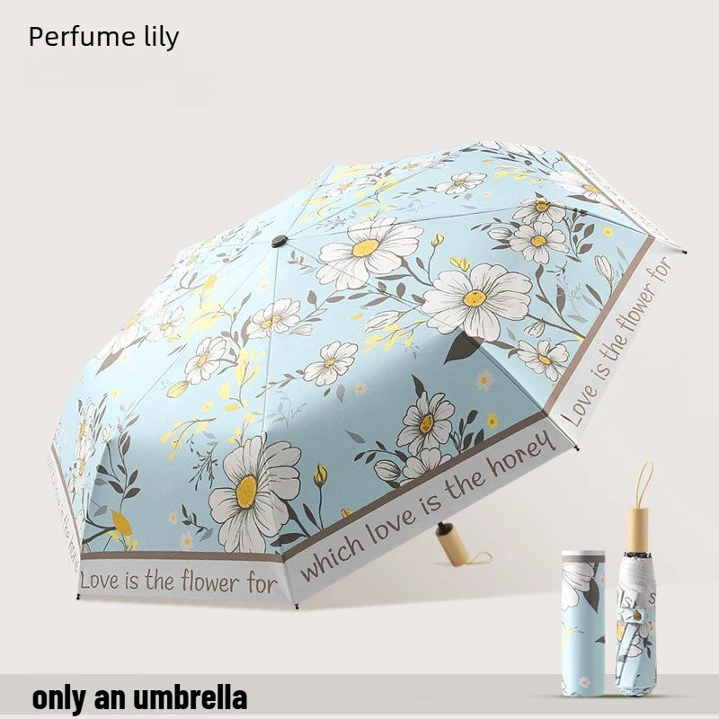 Fashion Three Fold Manual Umbrella Color Coating UV Protection Sunshade Dual Purpose Rain Umbrella for Ladies Oasis Select 8-bone lily 16K Aluminum