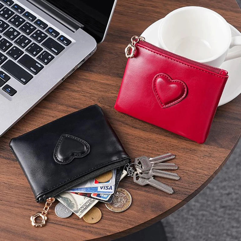 Heart Shaped Coin Purse – Zipper Pouch & Card Holder Gift Coin Purse Wallet Oasis Select