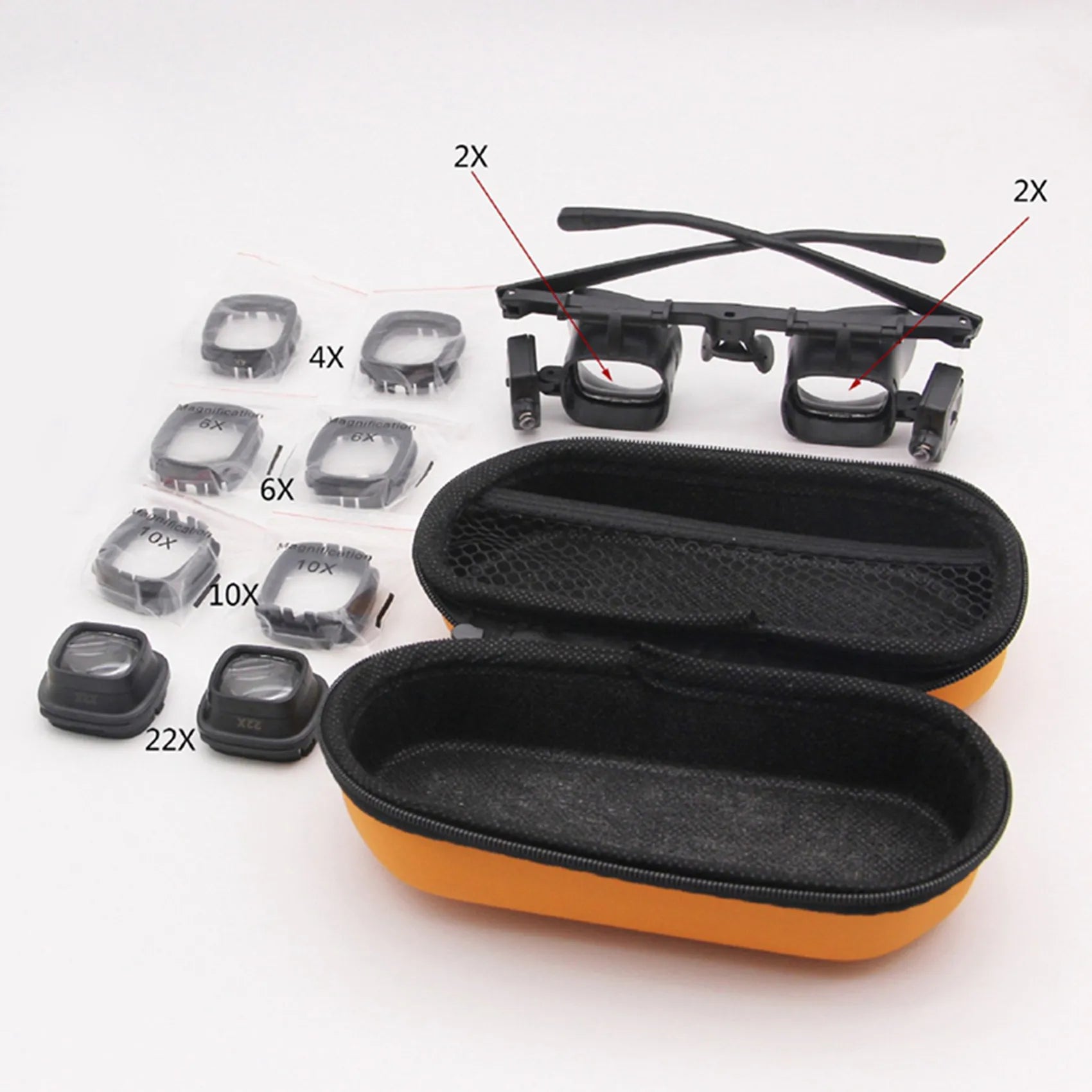 2026-WISH 2 Set 24X Headband Magnifying Glass With LED Light For Watch Repair Soldering Magnifier Loupe Welding Glasses Black Oasis Select