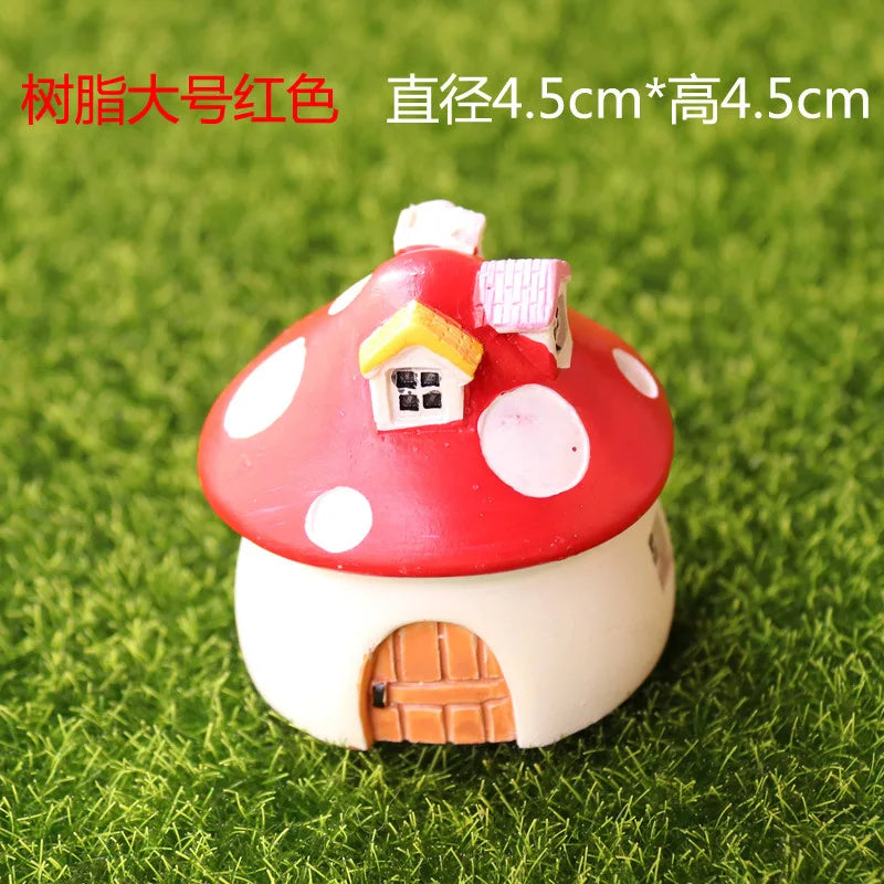 Mini Resin Moss Micro Landscape Decor Outdoor Fairy Miniature Garden Mushroom House Ornaments Handicraft Flower Pot Accessories Oasis Select L-red