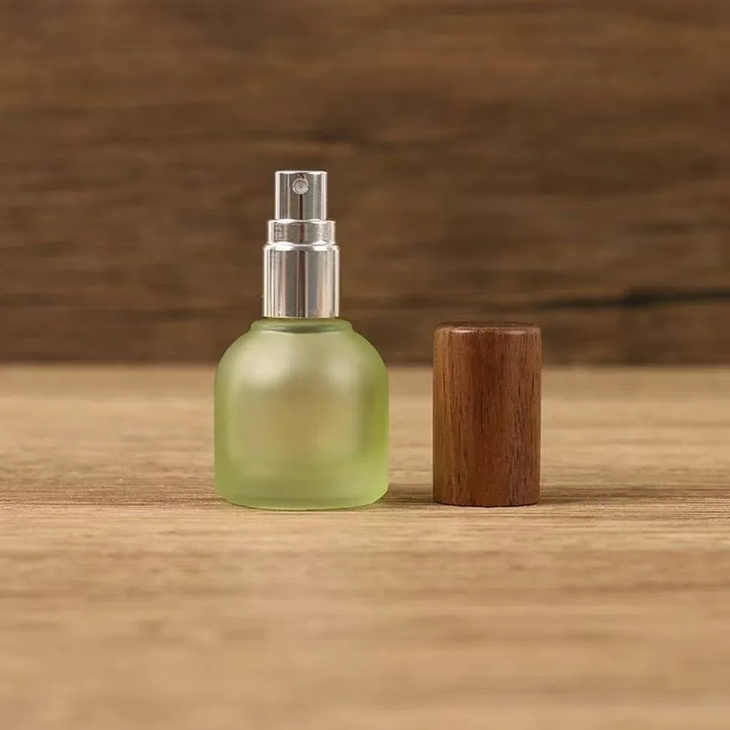 10ml Frosted Glass Refillable Perfume Spray Bottle | Wooden Cap