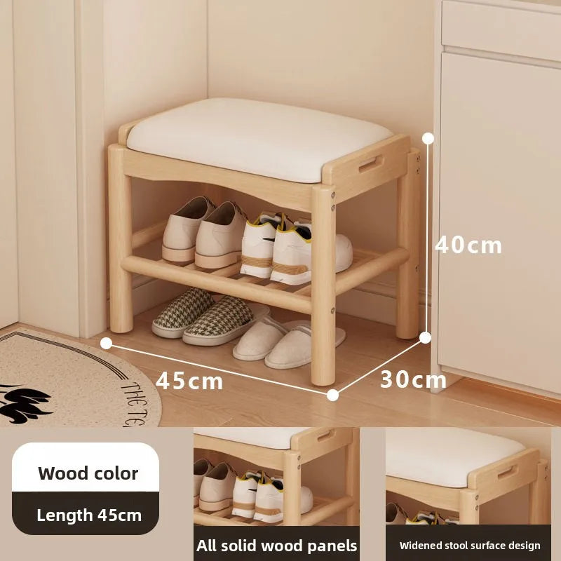 Shoe changing stool entrance Household shoe stool entrance door can sit shoe cabinet sitting stool integrated solid wood bench Oasis Select Log color 45 long