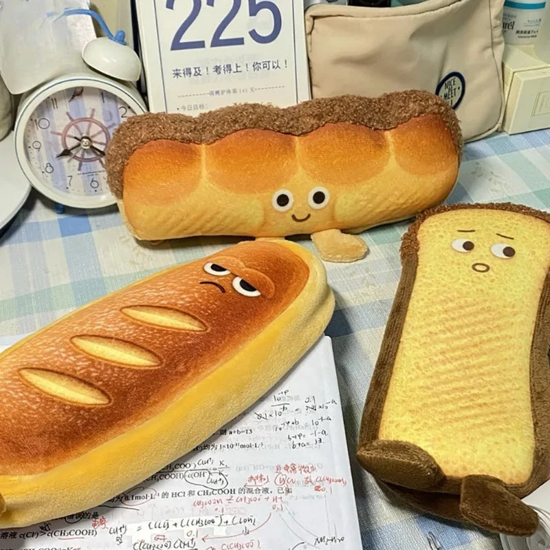 Cartoon Bread Pencil Case Plush Creative Pencil Bag School Stationery Bag Children Pen Case Prizes Gifts Student Pencil Cases Oasis Select