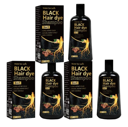 Black Hair Dye Shampoo 3in1 with Ginger & Biotin - Long Lasting Color & Gray Coverage for Vibrant Hair Oasis Select Moisturizing