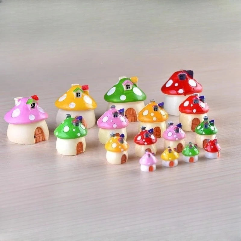 Mini Resin Moss Micro Landscape Decor Outdoor Fairy Miniature Garden Mushroom House Ornaments Handicraft Flower Pot Accessories Oasis Select