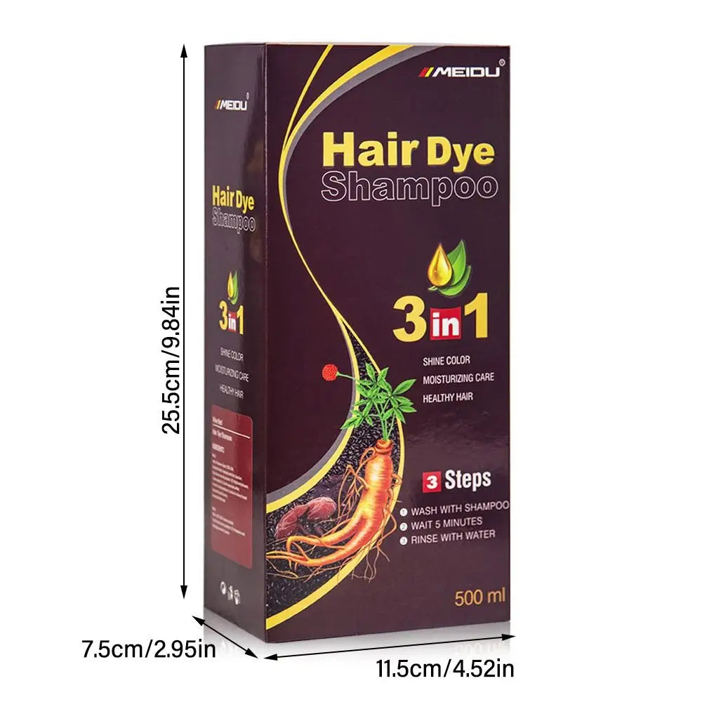 Meidu 3-in-1 Herbal Hair Dye Shampoo 500ml – Men & Women Hair Dye Shampoo Oasis Select