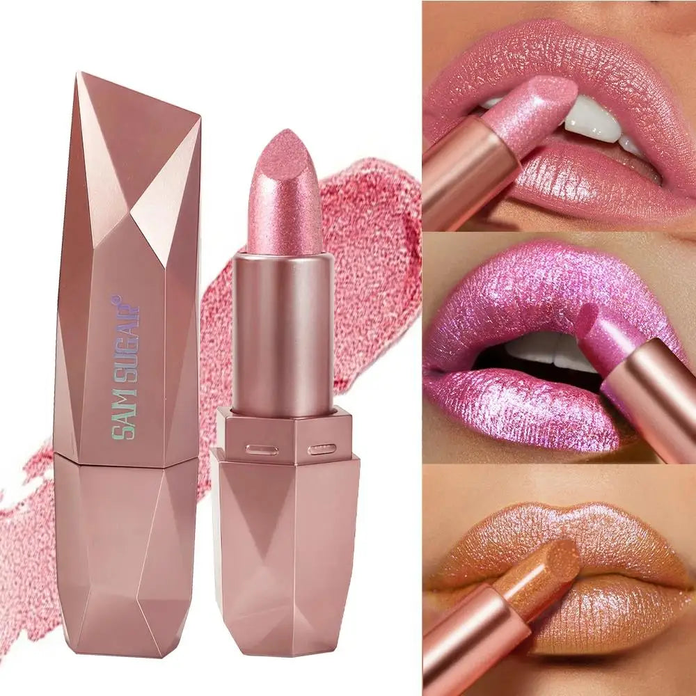 SAM SUGAR Diamond Glitter Lipstick – Metallic Pearlescent Shine