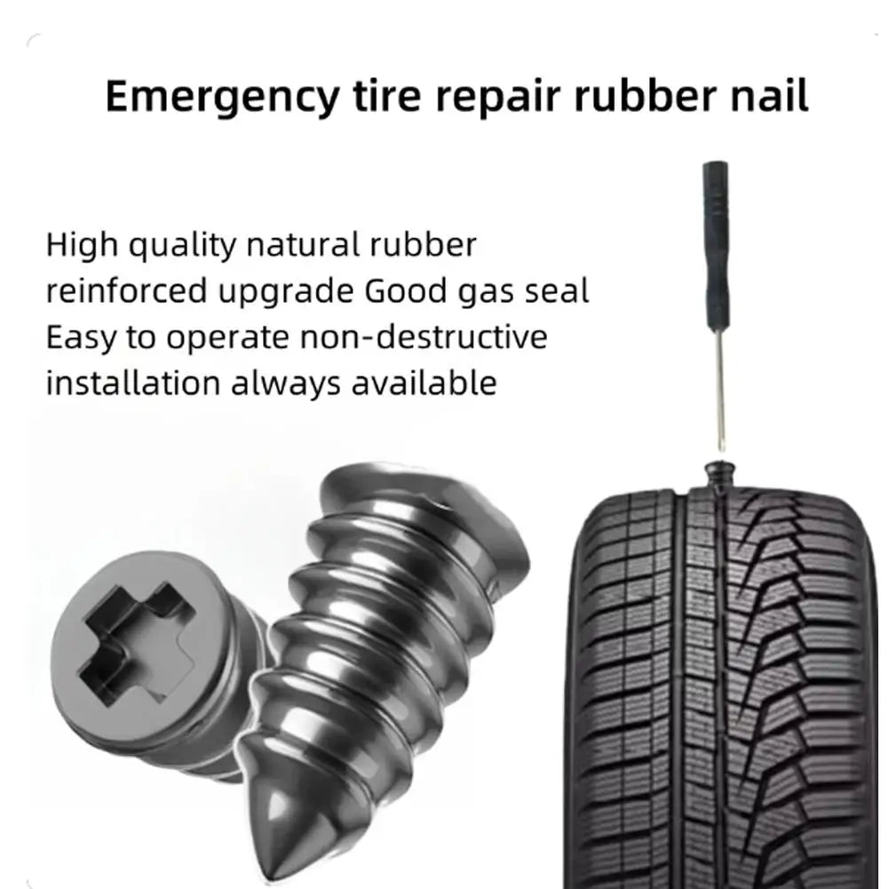 Vacuum Car Tyre Repair Rubber Nail Set Universal Tire Screw Tubeless Repair Tools Kit Car Motorcycle Truck Accessories Oasis Select