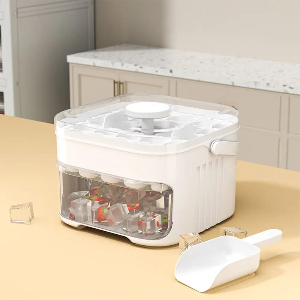 50-Cube Ice Maker with Easy Press Cap Large Capacity with Easy-press Lid Ice Cube Machine Double-layer Reusable Ice Cube Mold Oasis Select