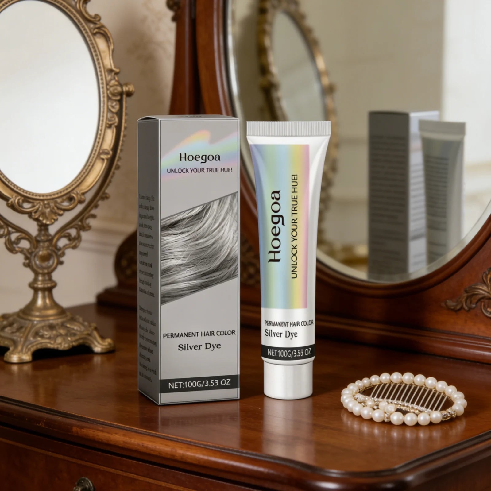 Hoegoa Silver Hair Dye Cream – Nourishing Long-Lasting Color 100g Silver Hair Dye Cream Oasis Select