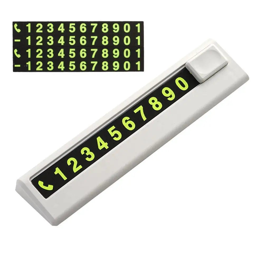 Luminous Temporary Parking Card – Sliding Cover Phone Number Plate