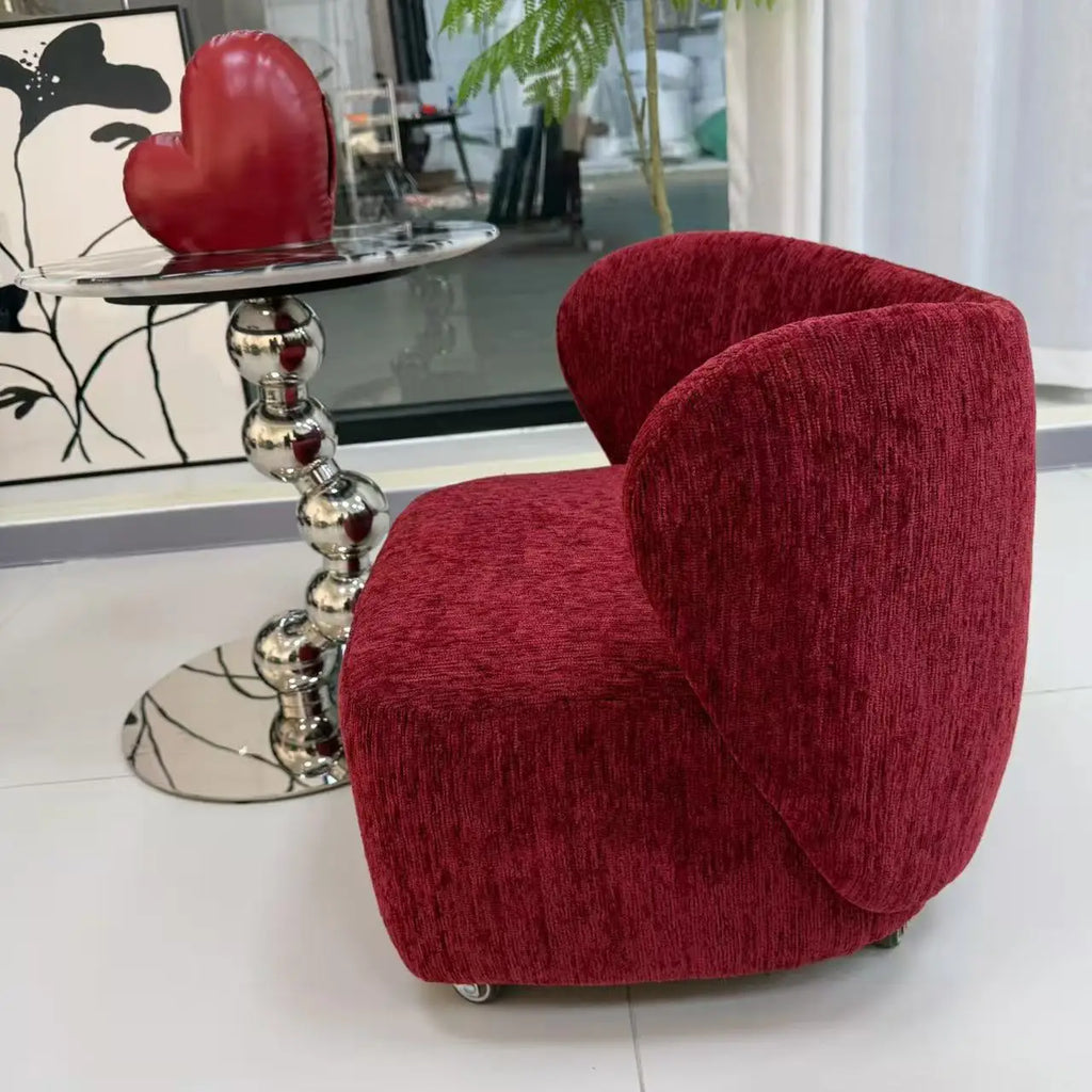 Single casual soft wrapping feeling movable lighting space light luxury yo stool pulley stool shoe changing stool Oasis Select Angora red