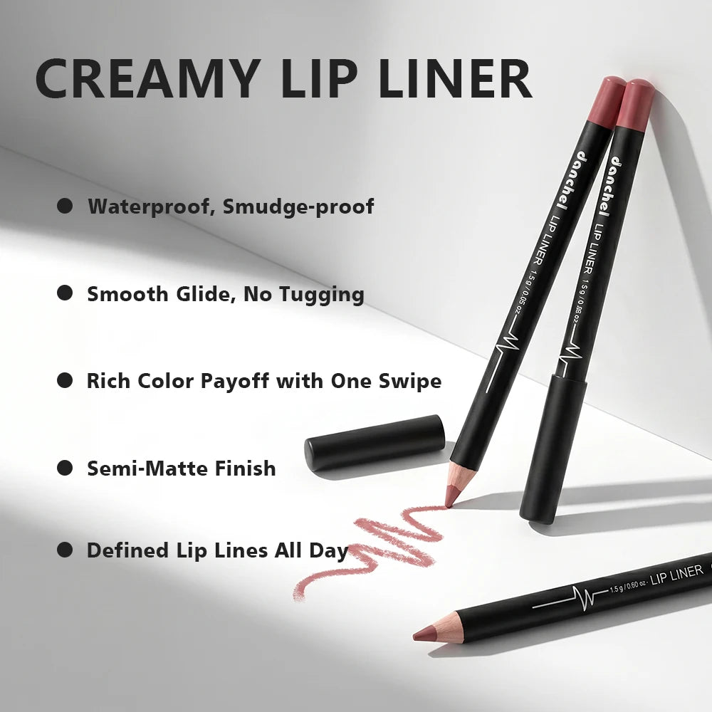 12 Colors Semi-Matte Lip Liner Pencil Set Color Rendering Easy Makeup Waterproof Smudge-proof Durable Lip Makeup Cosmetics Oasis Select