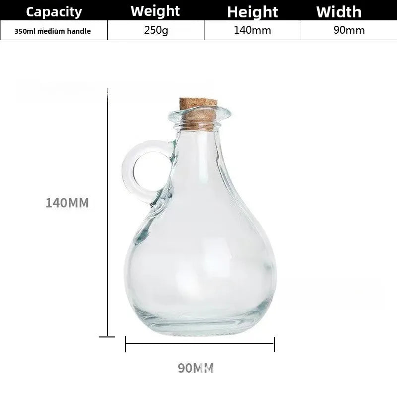 Glass Oil Pot European Style with Handle Oil Bottle Seasoning Bottle Household Kitchen Storage Supplies Oasis Select C-350ml