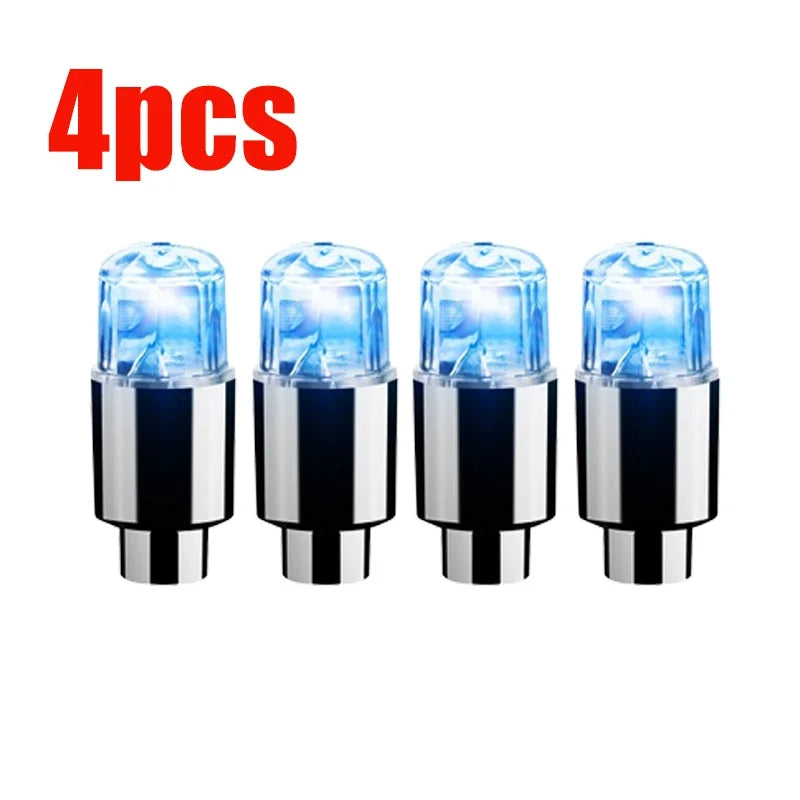 Tire Valve Cap Lights Tire Light for Car Air Valve Caps with Lights for Motorcycles Bicycles Electric Vehicles Lamps Oasis Select 4pcs-blue light