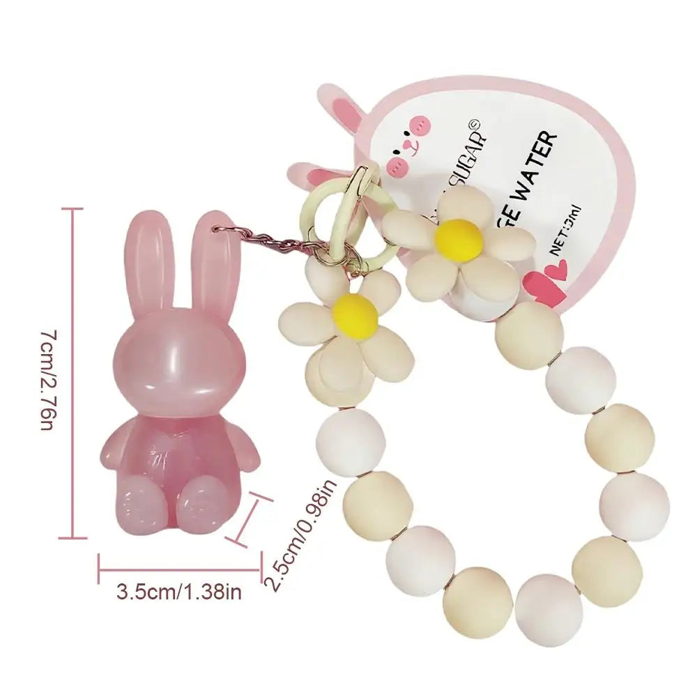 Moisturizing Lip Gloss Cute Rabbit Hand Bracelet Keychain Waterproof Long Lasting Mirror Glaze Non Stick Oasis Select