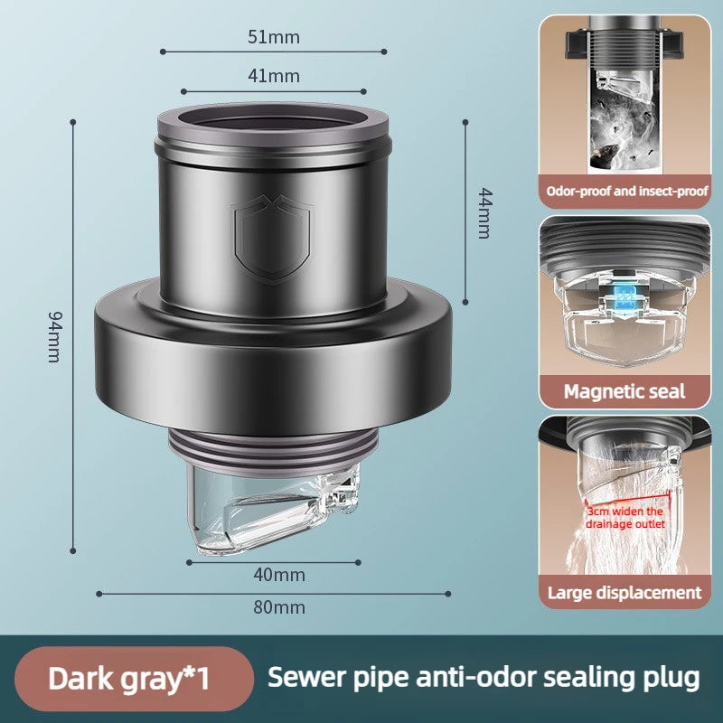 Floor Drain Check Valve Anti Reflux Odor Sealing Plug Ring, Kitchen Sink Drainage Pipe Sealing Cover Sealing Device Oasis Select Dark gray Pipeline deodorizer J10102