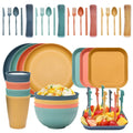 48-Piece Wheat Straw Eco-Friendly Dinnerware Set for 4 | Camping Eco Dinnerware Set Oasis Select 48PCS mix color