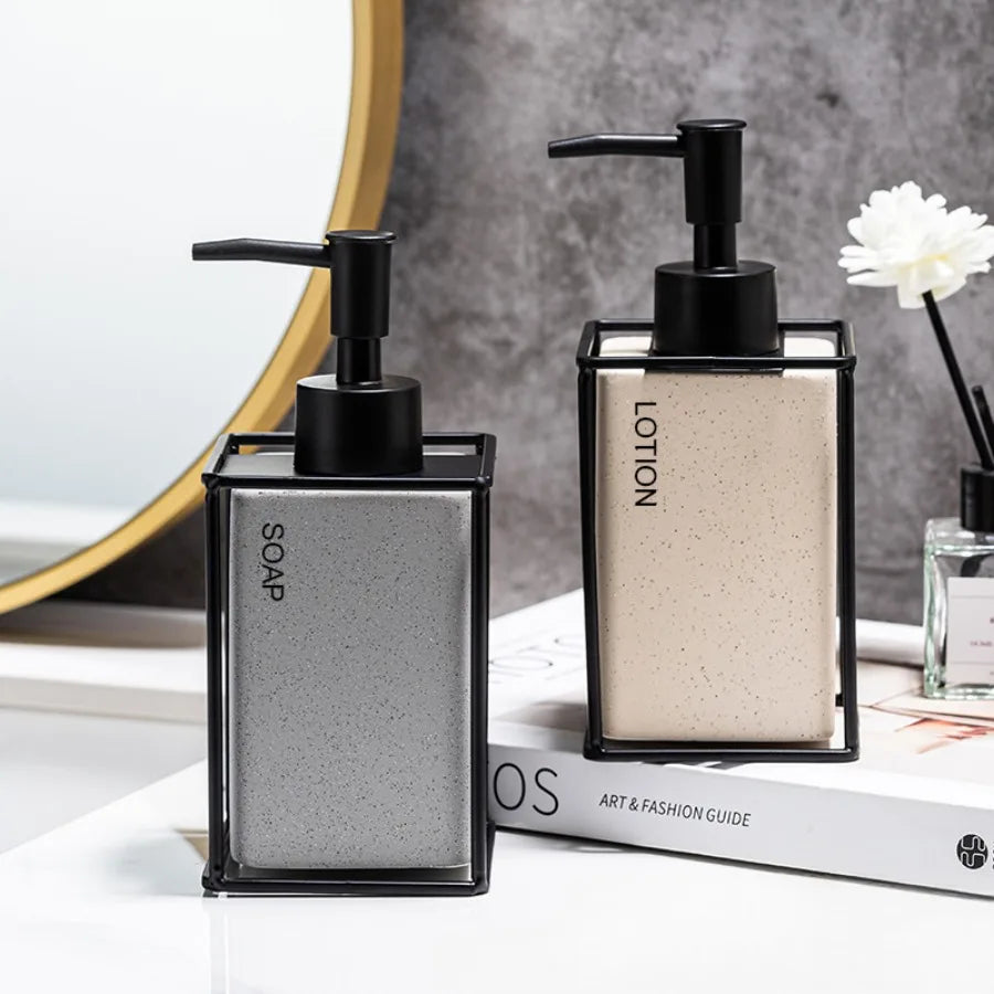 330ml Bathroom Soap 2pcs Ceramics Dispensers Refillable Holder Portable Travel Dispenser Liquid Soap Dispenser Bath Pump Bottle Oasis Select