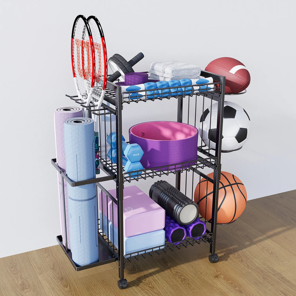 Household multi-layer basketball rack removable fitness equipment yoga mat storage basket dumbbell foam shaft storage rack Oasis Select