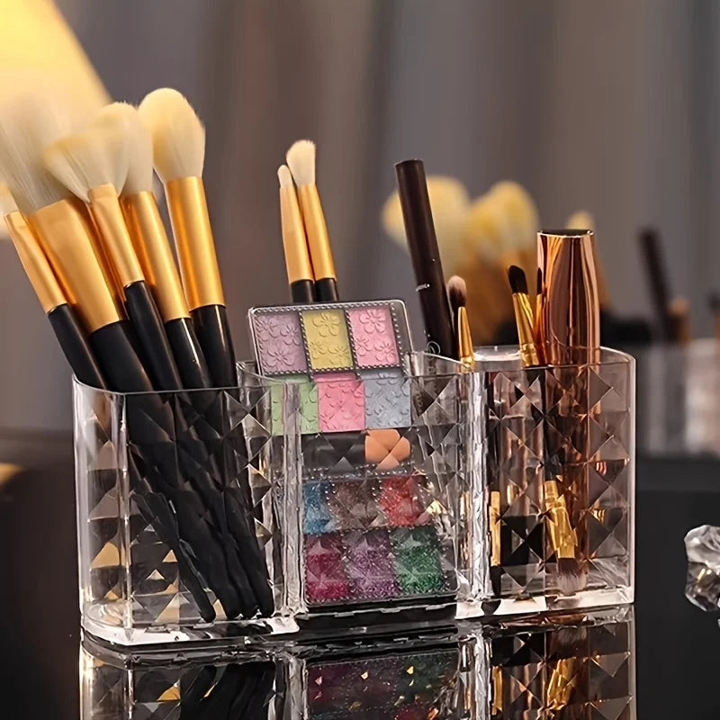 Clear Acrylic Makeup Organizer Holder For Brushes Lipstick And Cosmetics Vanity Desk Storage Box Produce Fridge Container Oasis Select