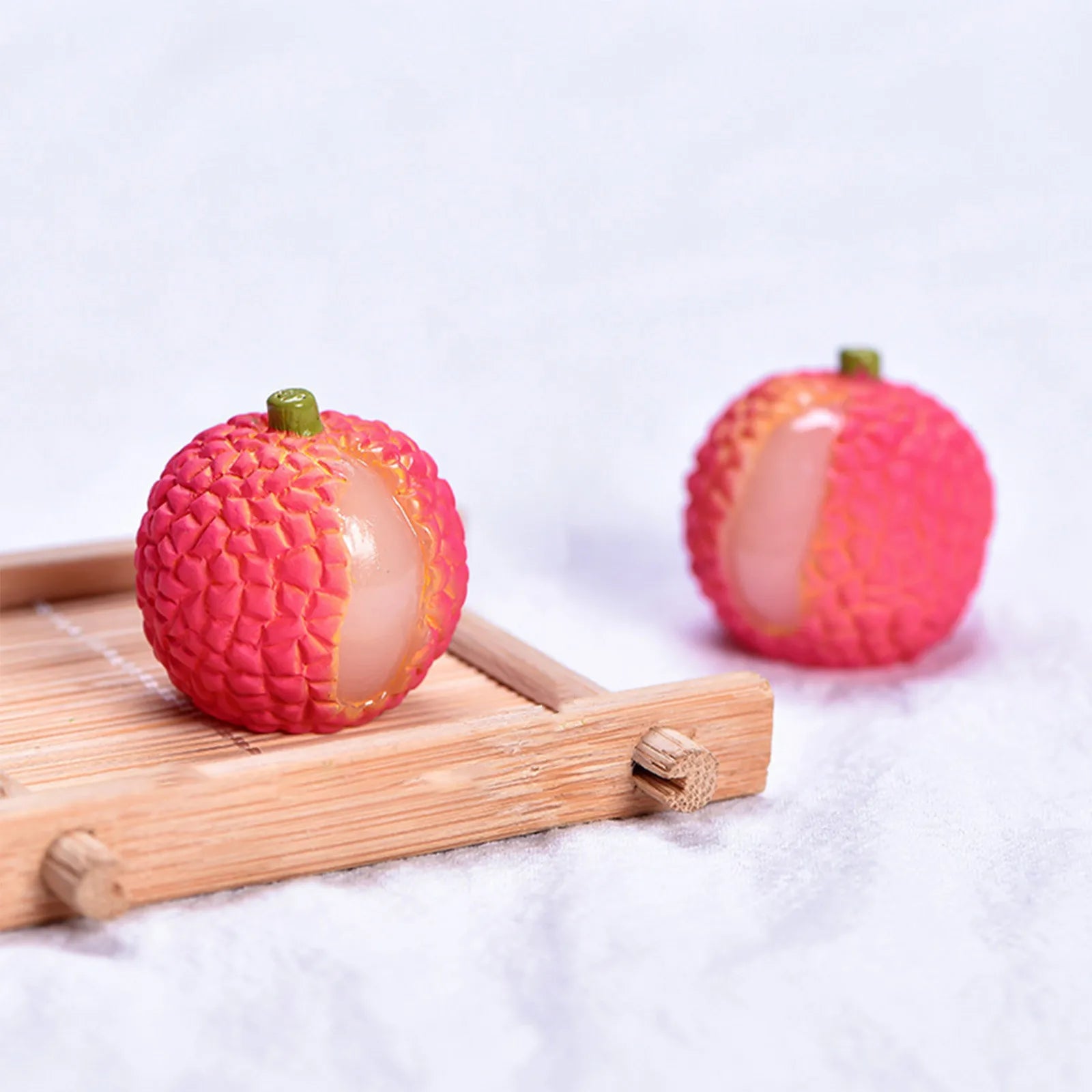 Miniature Resin Fruit Figurines – Litchi & Strawberry Desk Decor Miniature Figurine Oasis Select K One Size