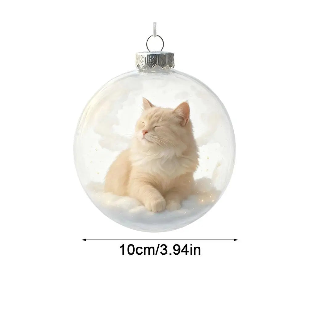 Cat Crystal Ball Acrylic Christmas Tree Ornaments | Holiday Décor