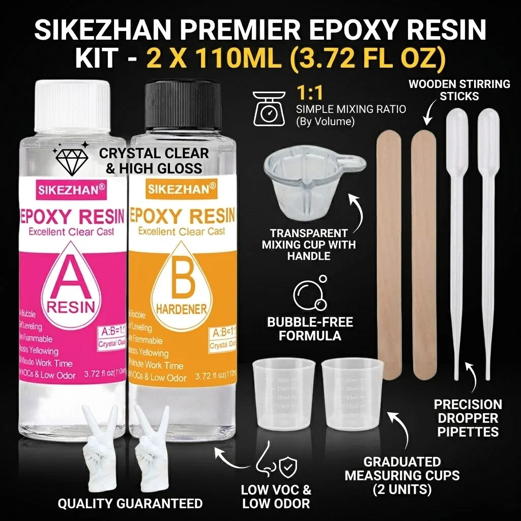 Crystal Clear Epoxy Resin Kit 1:1 Casting Easy Mix Self-Leveling Non-Yellowing For DIY Jewelry Art Crafts Molds River Tables Oasis Select