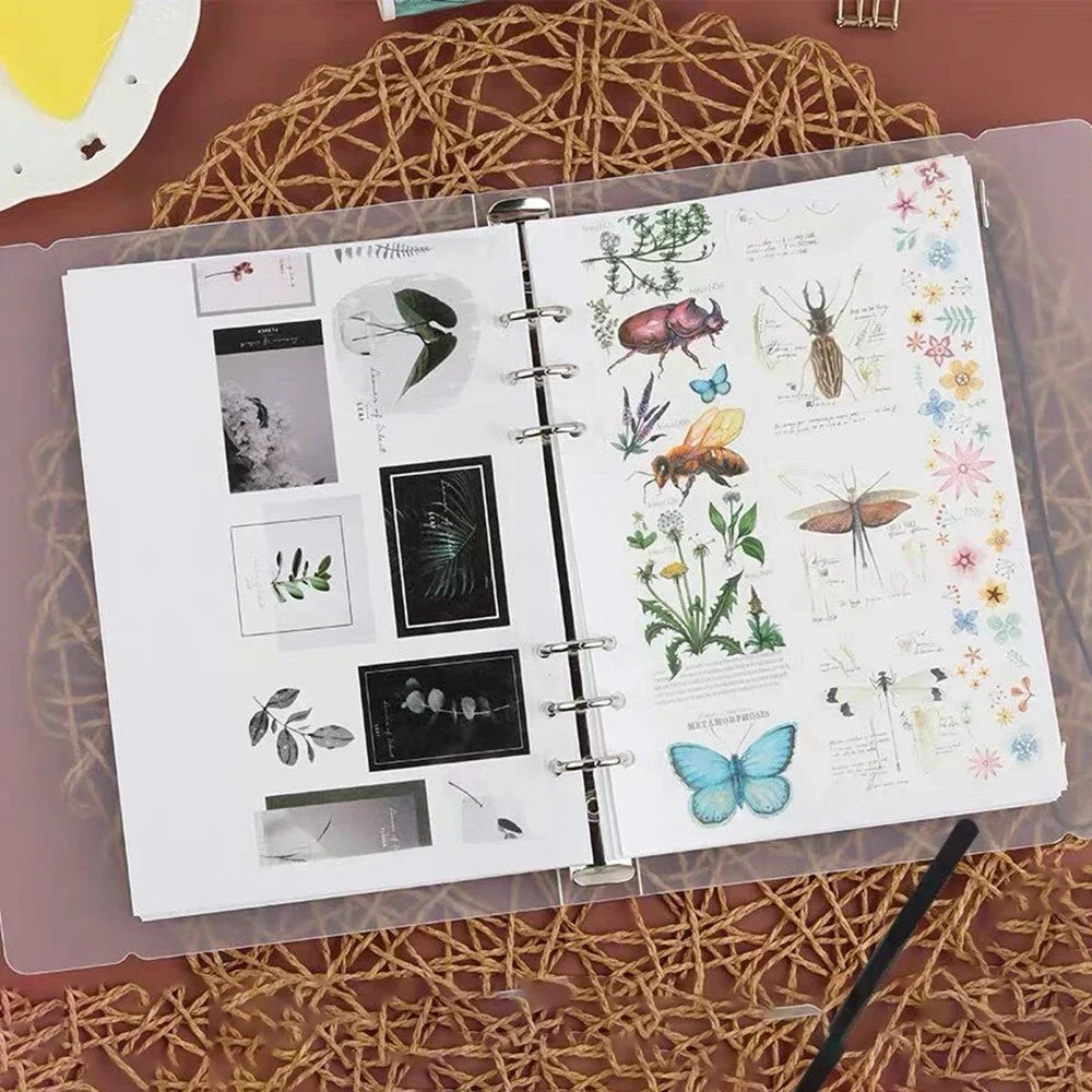 A5/6/7 Transparent Loose Leaf Binder Notebook Cover Zipper Bag Note Book Journal Planner Accessories Stationery Supplies New Oasis Select