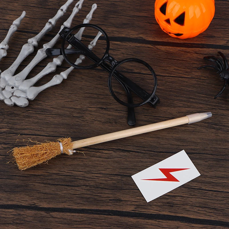45Pcs/Set Wand Pencils Tattoo Stickers Broom And Glasses Wizard Party Favors Wizard Wands Theme Party Supplies Oasis Select