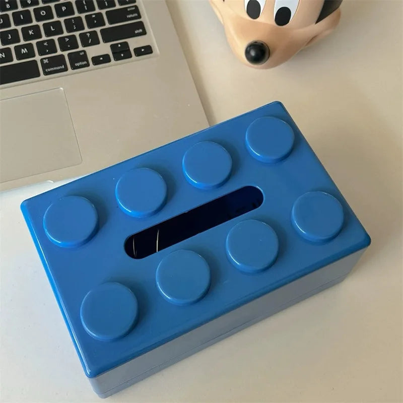 Cartoon Building Block Tissue Box | Fun Plastic Napkin Holder