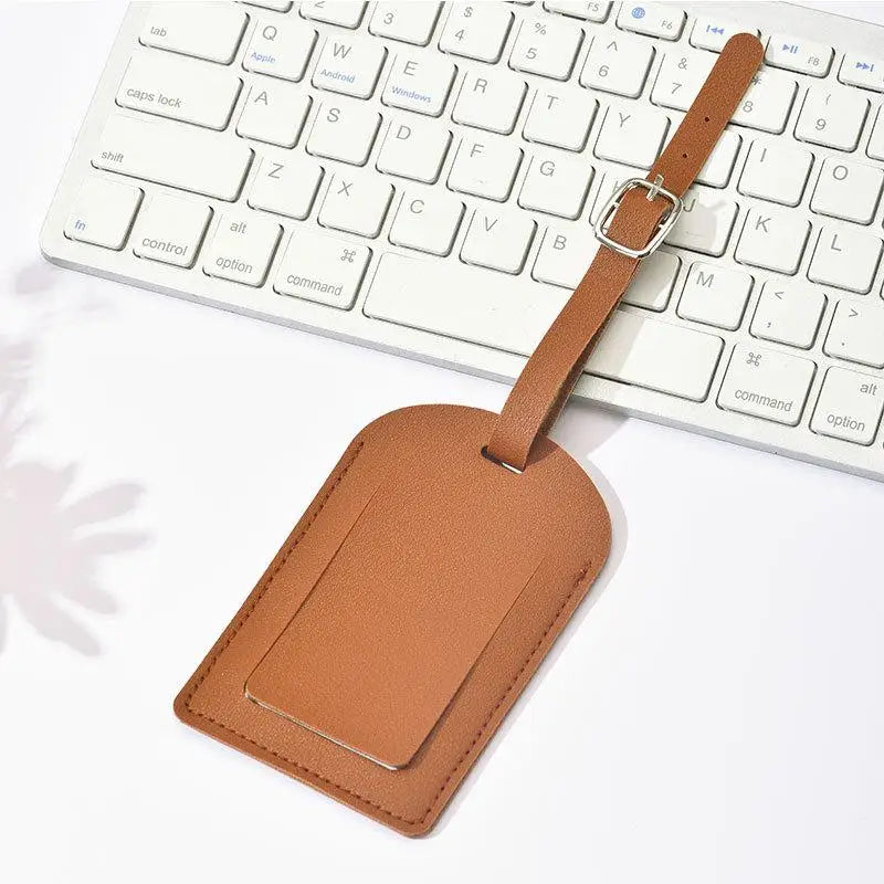 PU Leather Luggage Tag – Name ID Address Holder for Travel
