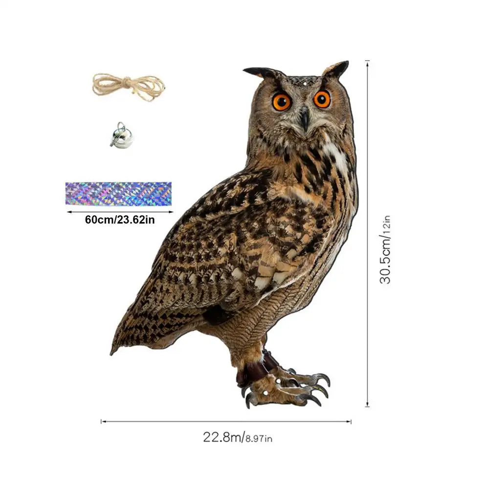 Expel Birds Pendant 2D Owl Scarecrow Pendant Garden Protector Decorative Scarer Pendant with Bell Fake Bird Scare Device Oasis Select D
