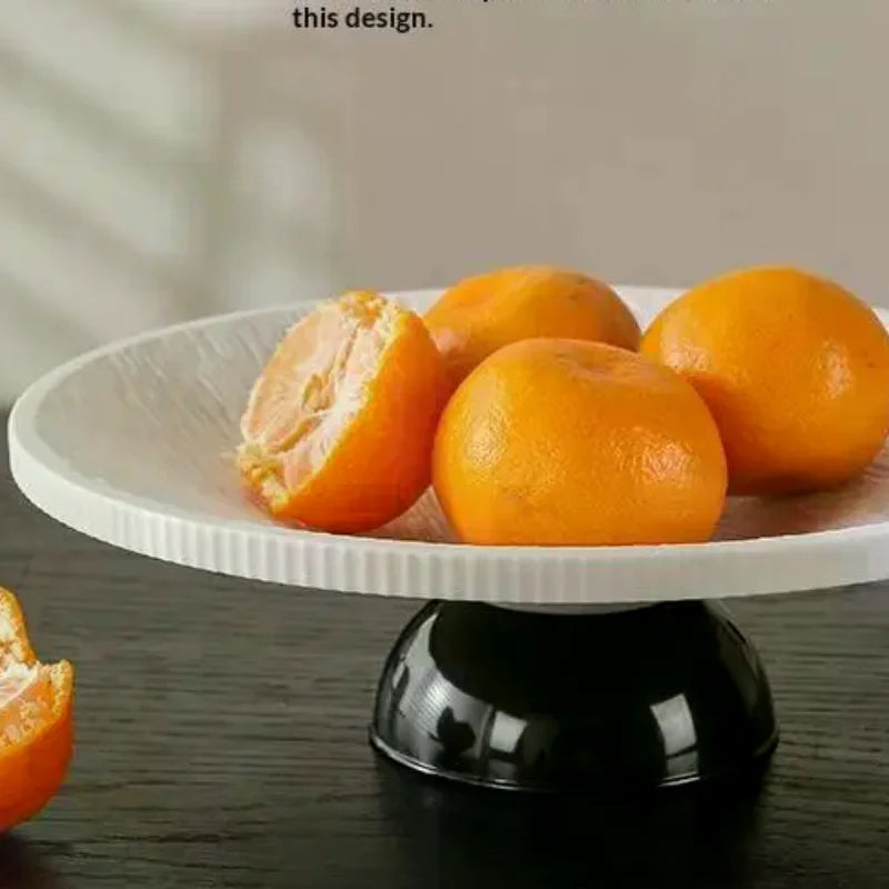 Elegant Textured Pedestal Fruit Tray Stable Sturdy Base Minimalist Design for Home Kitchen Snack Serving Display Oasis Select