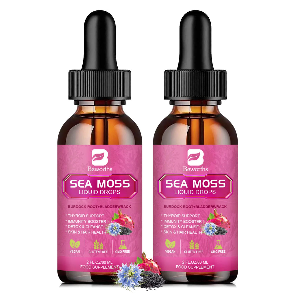 BEWORTHS 3000MG Seamoss Liquid Drop Organic Black Seed Oil & Burdock Root Bladder Enhance Immunity, Hair,Skin & Digestion Health Oasis Select 2bottles United States