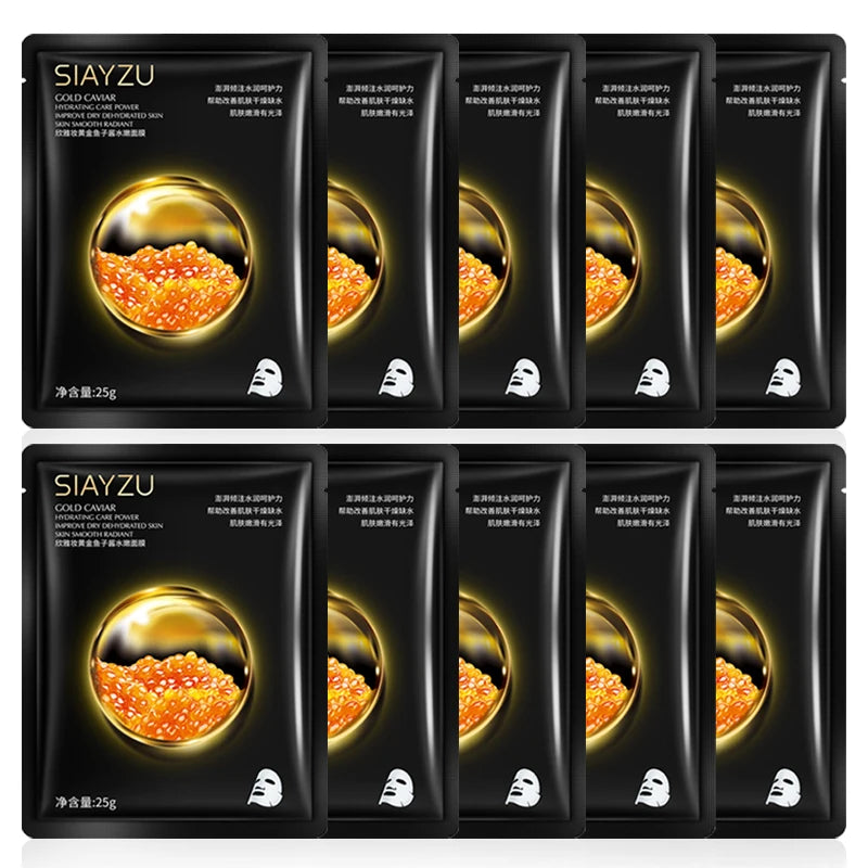 Golden Caviar Anti-Aging Moisturizing Face Mask Sheets – 10 Pack Sheet Face Mask Oasis Select 10pcs