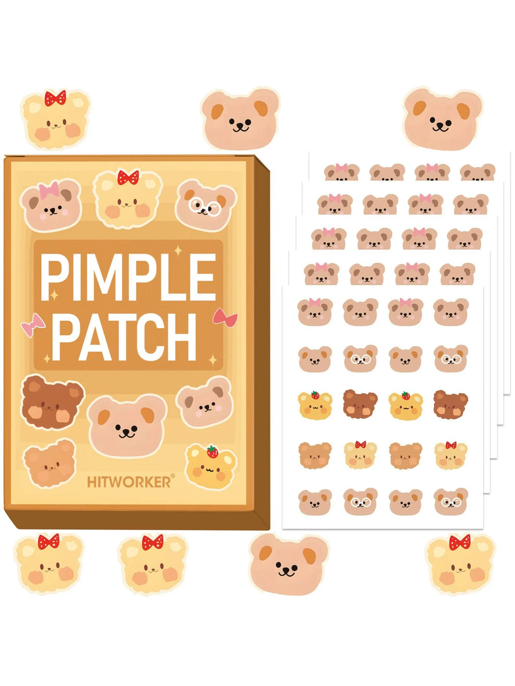 100pcs/set of cute bear patches and spot stickers - alcohol free, fragrance free, effectively covering acne Oasis Select 100pcs