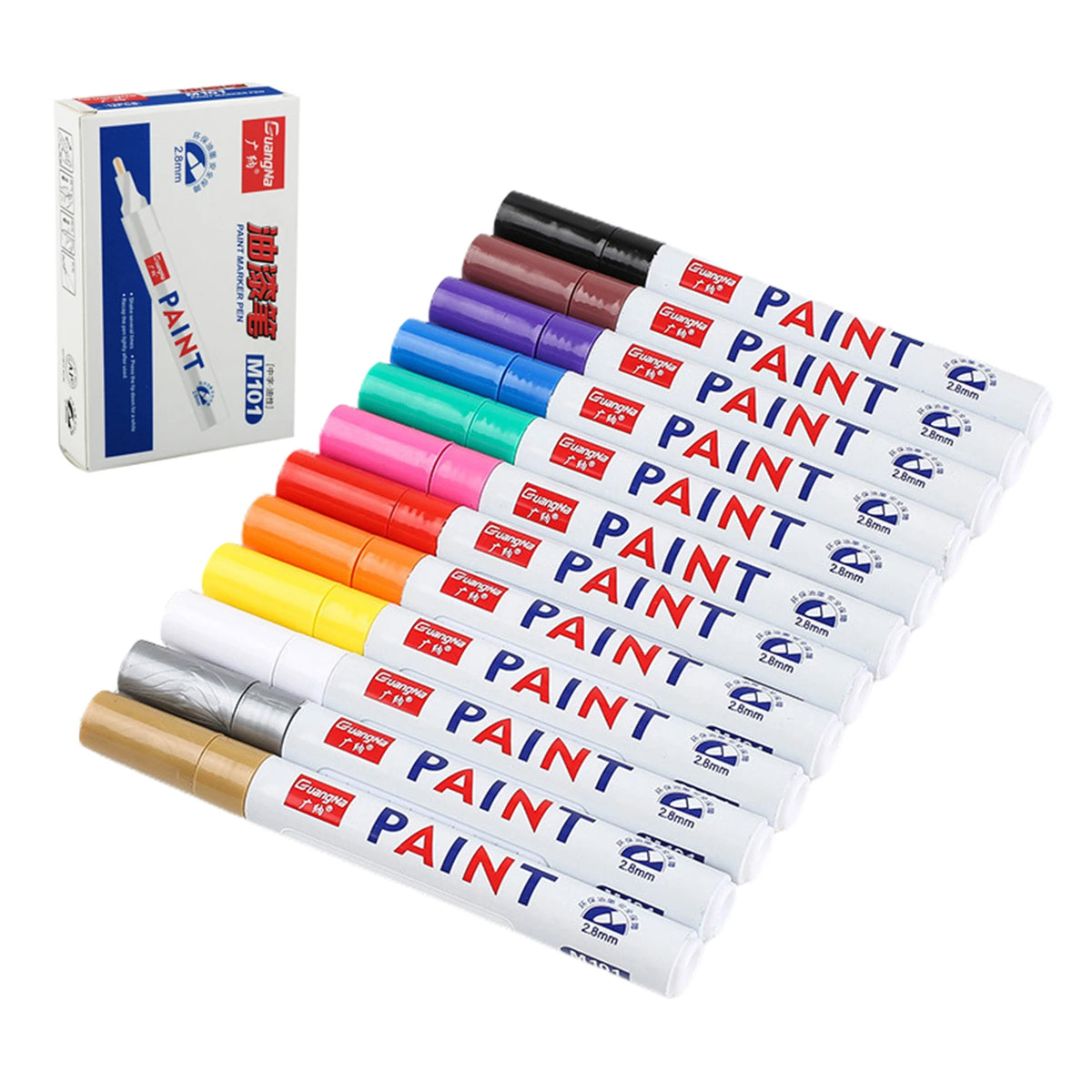 Oil Based Paint Markers – 12-Color Waterproof Fine Tip Set Paint Marker Set Oasis Select Paper Box