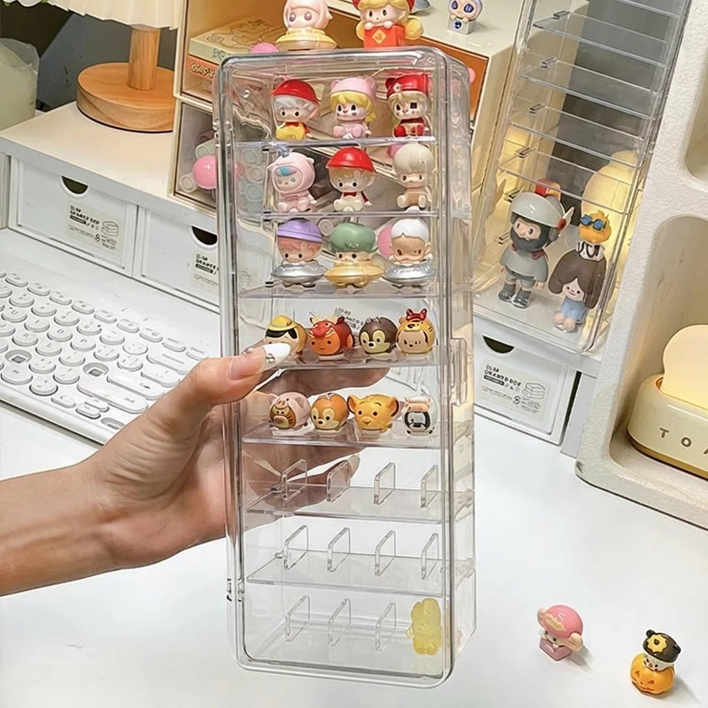 Transparent 8-Grid Display Storage Box with Detachable Dividers Dustproof Organizer for Mini Figurines Blind Boxes Oasis Select
